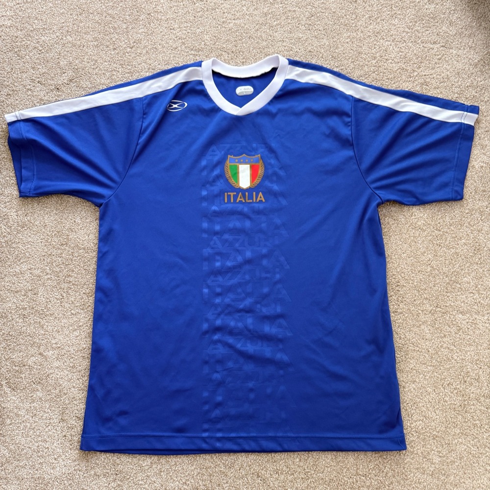 Xara Italia Soccer Jersey Mens Large Blue Quattro Stella World Cup Shirt